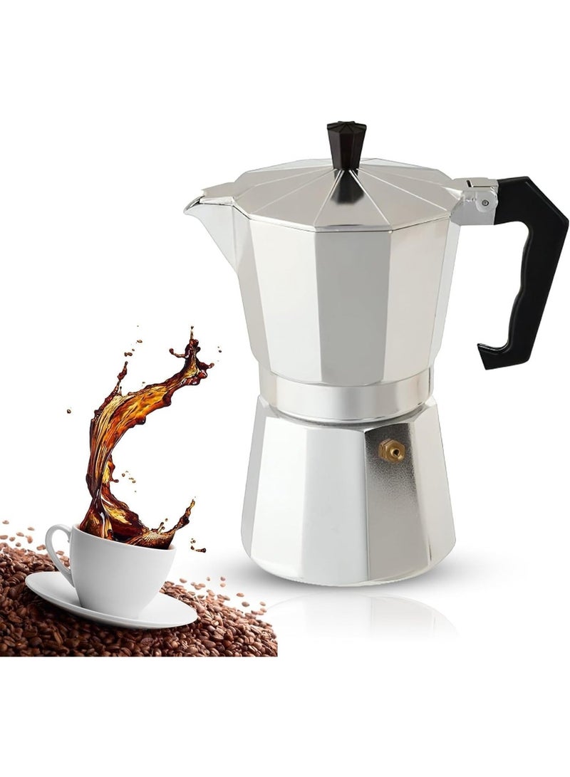 ماكينة إسبريسو إيطالية كلاسيكية سعة 6 أكواب - إبريق موكا من الألومنيوم مع غطاء، ماكينة قهوة منزلية للمطبخ والمكتب، محمولة - Image 1